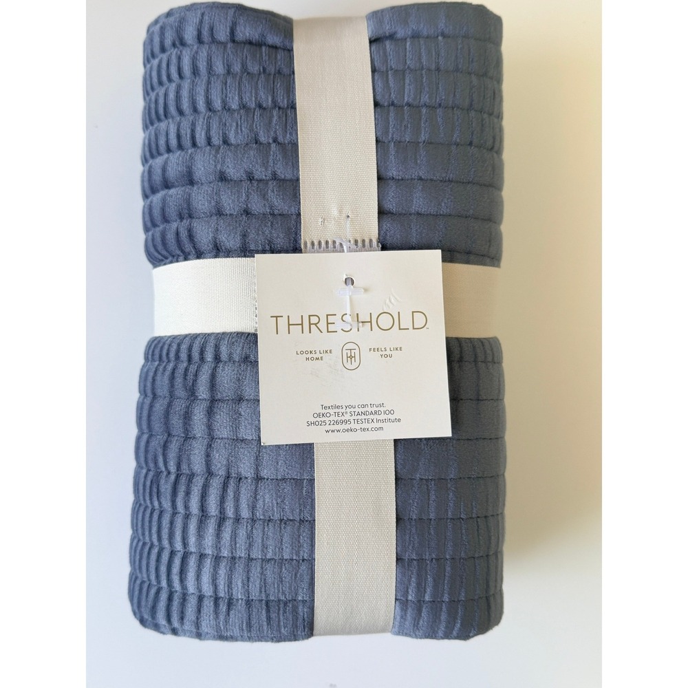 Threshold Quilted Pillow Cover Home 20x20 Blue Gray Textured Modern NWT